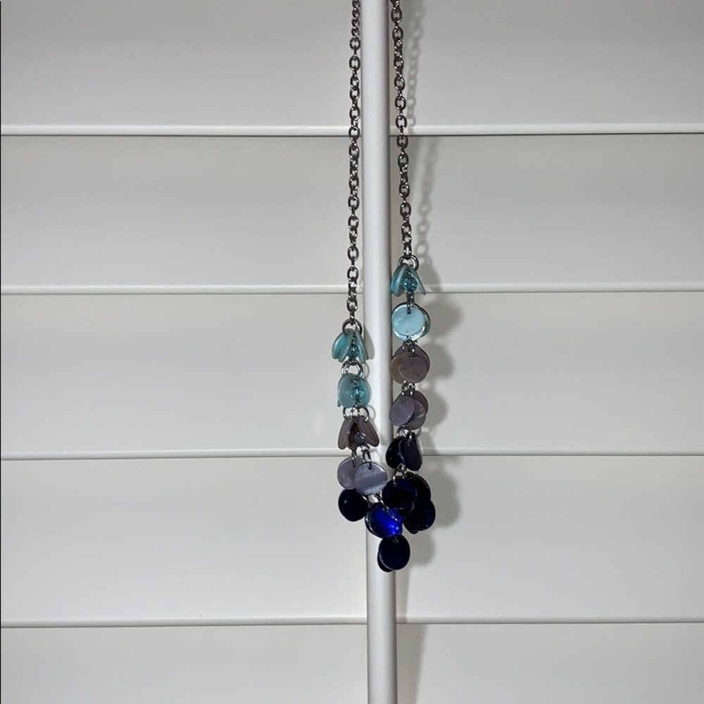 Two layer blue bangle necklace
